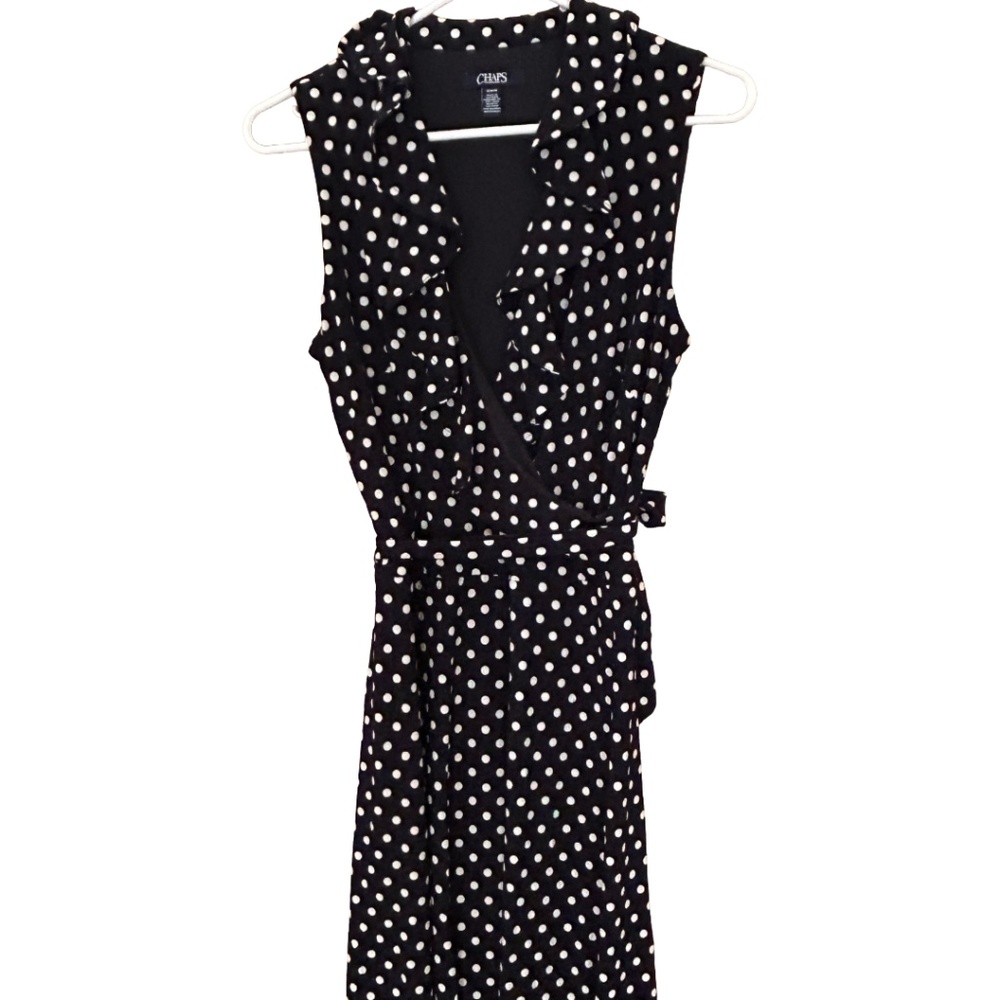 Chaps Sleeveless Polka Dot Dress Size Medium